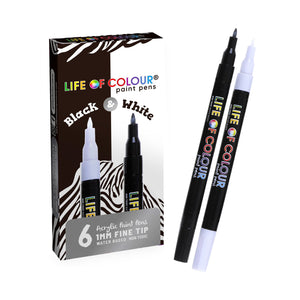 Black and White -  Fine Tip - Acrylic Paint Pens