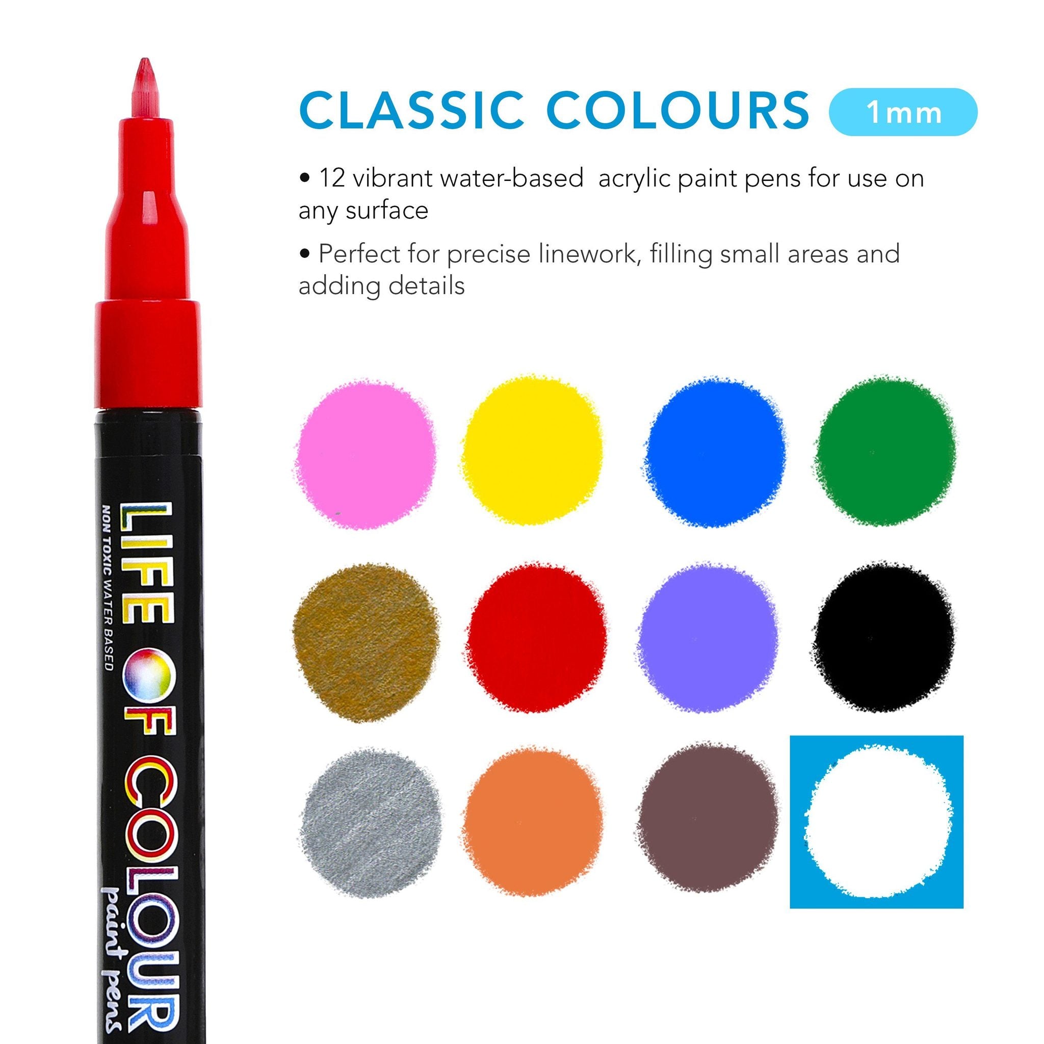 Classic Colours - Fine Tip - Acrylic Paint Pens