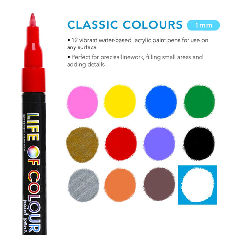 Classic Colours - Fine Tip - Acrylic Paint Pens