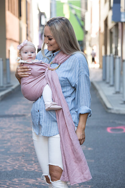 Ring Sling - Blush Pink with Gold Rings