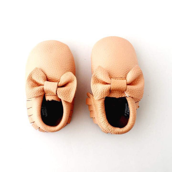 Little Leather - Blush Bow - Soft Soled Shoes