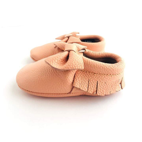 Little Leather - Blush Bow - Soft Soled Shoes